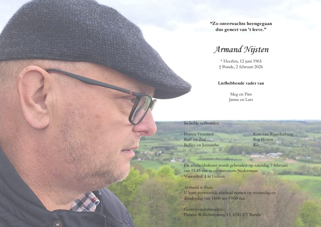 Rouwkaart Armand Nijsten